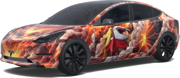 Entei Vertikal Gespiegelt – Tesla Model 3 Wrap