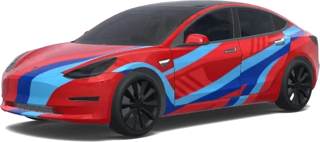 Bmw. Colors: red. – Tesla Model 3 wrap