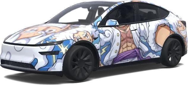 Weißes Getriebe 5 Luffy – Tesla Model Y Wrap