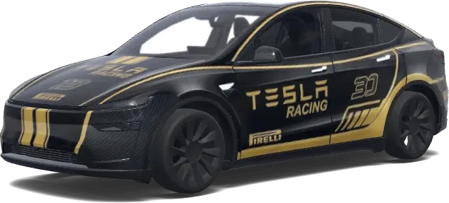 Racing f1 black and gold. – Tesla Model Y wrap