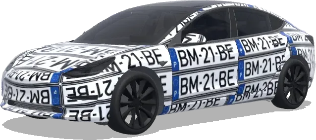 Portugiesisches Kennzeichen (por a matricula portuguesa (BM21BE).) – Tesla Model 3 Wrap