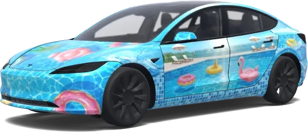 Summer Pool Theme (여름에 어울리는 수영장같은 그런거에 맞춰줘!.) – Tesla Model 3 wrap