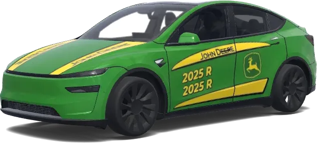 Зелёный Tesla в стиле John Deere – оклейка Tesla Model Y