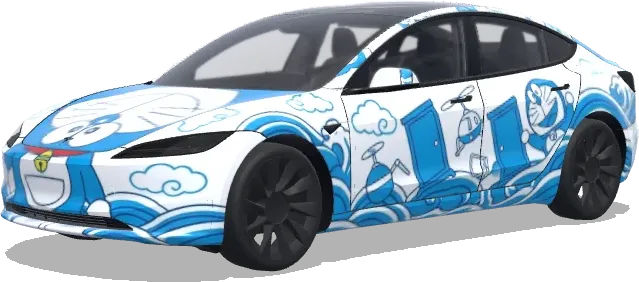 Doraemon Weiß (doraemon theme. Colors: white.) – Tesla Model 3 Wrap