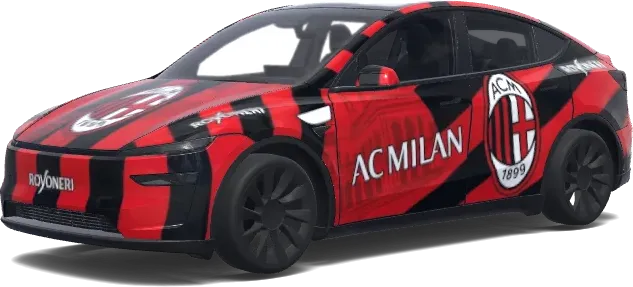 Macchina della squadra calcio milan. Colors: red. – Tesla Model Y wrap