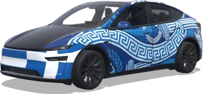 그리스 국기 화이트 블루 – 테슬라 Model Y 랩핑