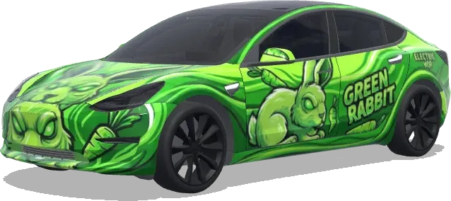 green rabbit – Tesla Model 3 wrap