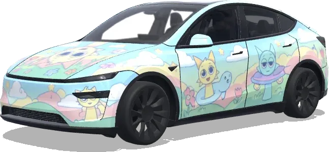 스프런키 테마 (sprunkiのキャラクターと世界観をデザインして) – 테슬라 Model Y 랩핑