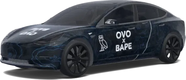 Переворот логотипа OVO – оклейка Tesla Model 3