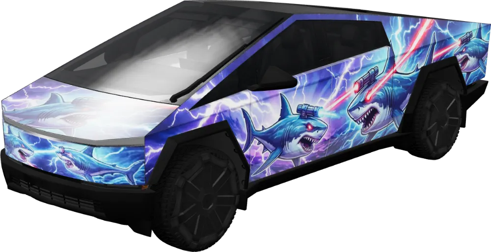 레이저 샤크 어택 (Laser Shark Attack) – 테슬라 Cybertruck 랩핑