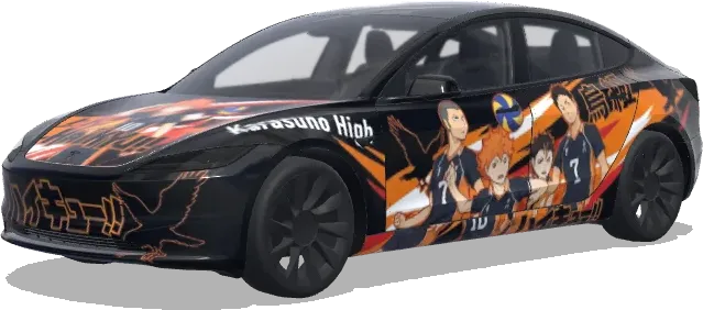 Anime Haikyuu Karasuno – covering Tesla Model 3