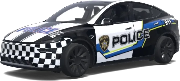 Black and White Checkered Sheriff Patrol – Tesla Model Y wrap
