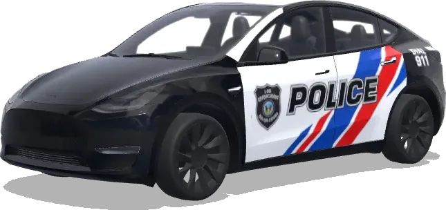 Rayas diagonales de policía en blanco y negro – wrap para Tesla Model Y