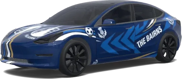 Falkirk Football Club. Colors: blue. – Tesla Model 3 wrap