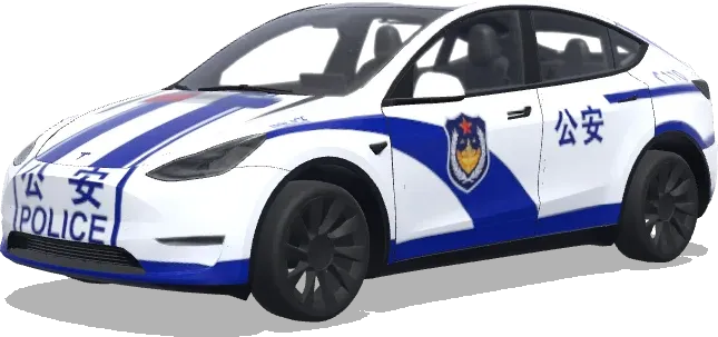 블루화이트 경찰 테슬라 (警车涂装,蓝白条纹,官方徽章和紧急车辆标记) – 테슬라 Model Y 랩핑