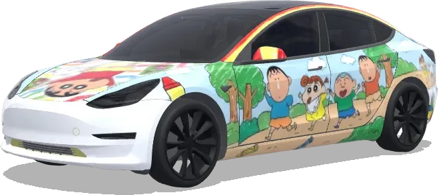 Créon Shin-chan : Aventure en plein air (蜡笔小新) – covering Tesla Model 3