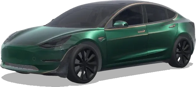 Sportliches Flaschengrün (Sporty and elegant bottle green) – Tesla Model 3 Wrap