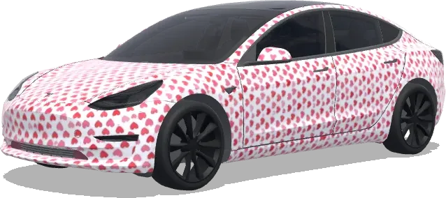 Red Pink Heart Wrap – Tesla Model 3 wrap