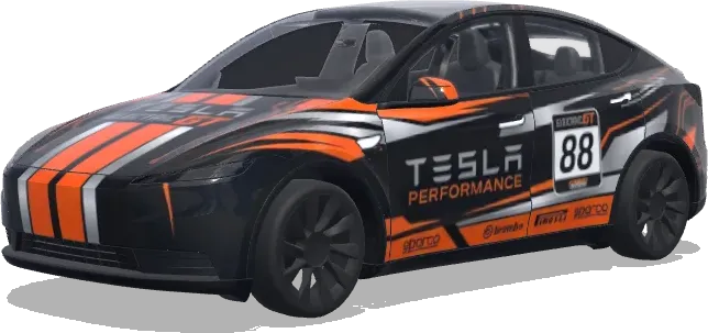 Orange Stripe Performance 88 – Tesla Model Y wrap
