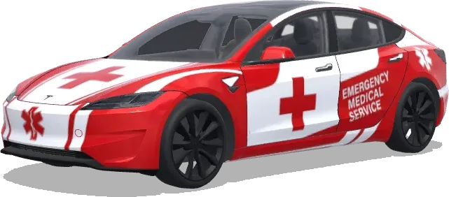 Croix-Rouge – Tesla d’urgence – covering Tesla Model 3