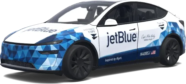 Envoltura Geométrica Azul de JetBlue – wrap para Tesla Model Y