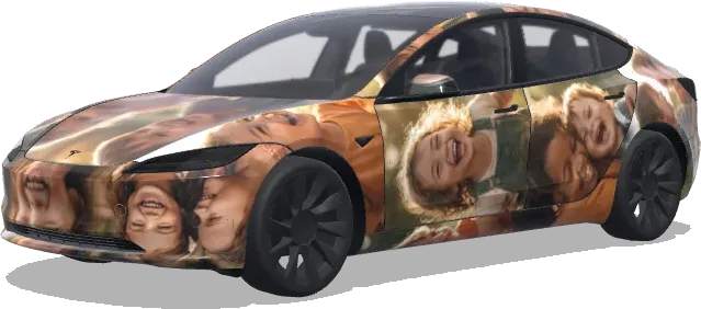 Joyful Children Faces – Tesla Model 3 wrap