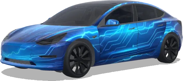 blue tesla. Colors: blue. – Tesla Model 3 wrap