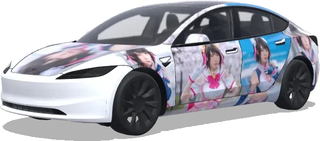 Косплеер Энако (実写のコスプレイヤーえなこ) – оклейка Tesla Model 3