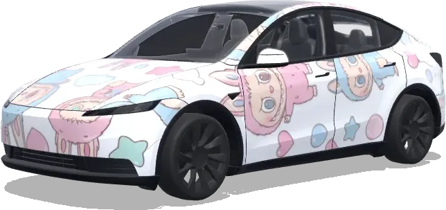 Labubu Rosa y Azul Claro (labubu,可爱,浅色(粉蓝)为主) – wrap para Tesla Model Y