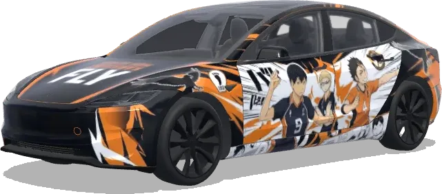 Haikyuu Karasuno Stil – Tesla Model 3 Wrap