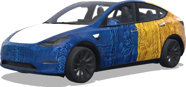 Textured Ukrainian Flag – Tesla Model Y wrap