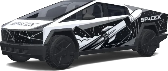 SpaceX (Space x. Colors: white, black.) – wrap para Tesla Cybertruck