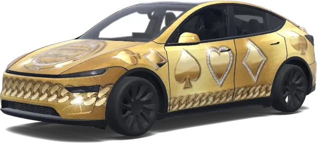 Goldene Karten-Royale – Tesla Model Y Wrap