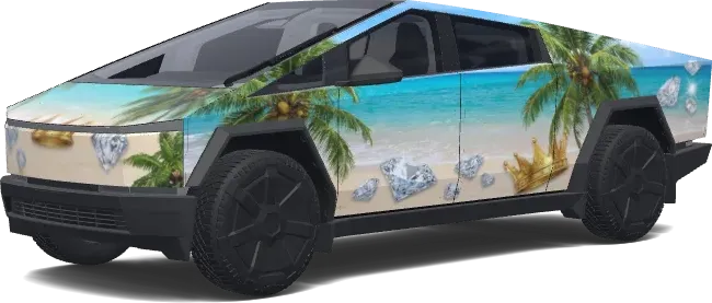 Playa Tropical con Diamantes – wrap para Tesla Cybertruck