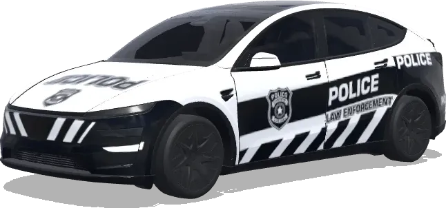 Чёрно-белая полицейская плёнка с гербом и полосами – оклейка Tesla Model Y L