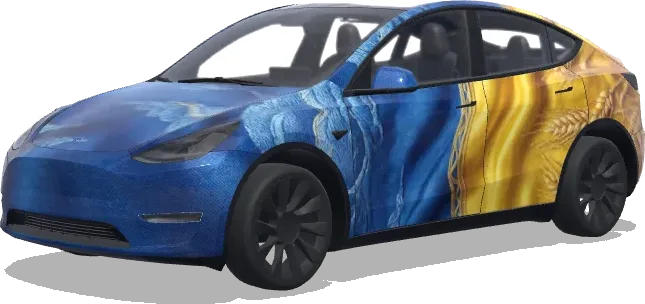 Champ de blé bleu et or – covering Tesla Model Y