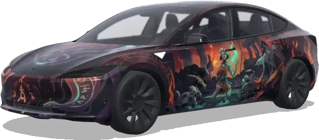 Hades 2 game with the main character – Tesla Model 3 wrap