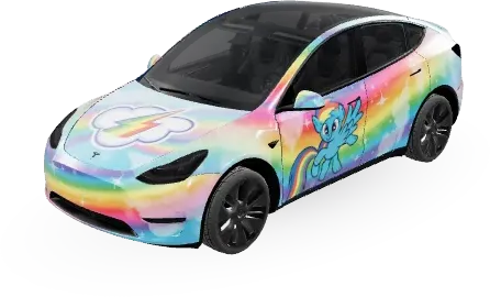 Rainbow Dash – Tesla Model Y wrap