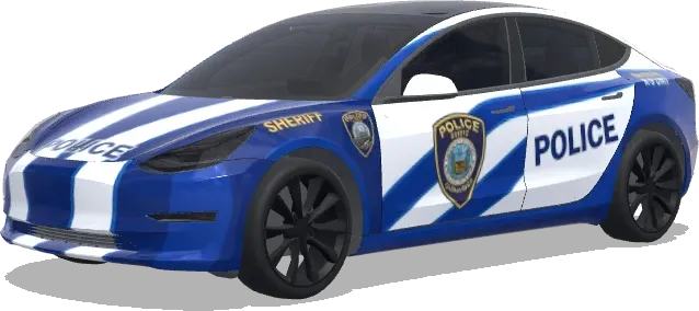 Blaue und weiße Sheriff-Streifen – Tesla Model 3 Wrap