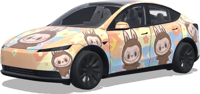 Pastell-Labubu-Folierung (拉布布) – Tesla Model Y Wrap