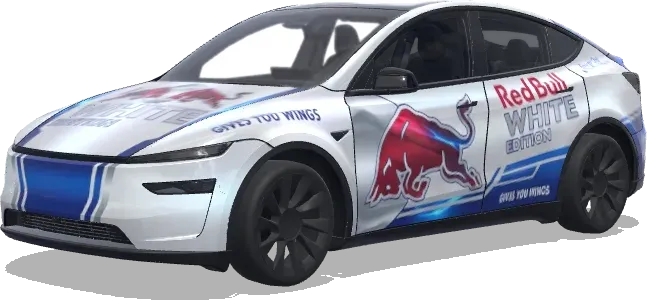 Red Bull édition blanche (red bull white edition) – covering Tesla Model Y
