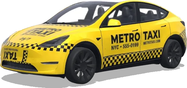 Amarillo Taxi Metropolitano – wrap para Tesla Model Y