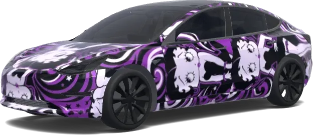 Betty Boop Lila (Betty Boop wrap. Colors: black, purple.) – Tesla Model 3 Wrap