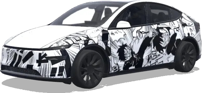Manga Comic Weiß – Tesla Model Y Wrap