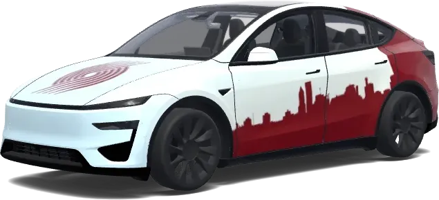 Weiß-Roter Stadtbild-Folierung – Tesla Model Y Wrap