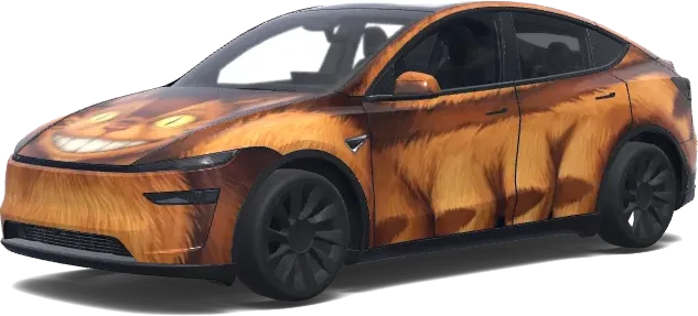 Grinning Ginger Catbus – Tesla Model Y wrap