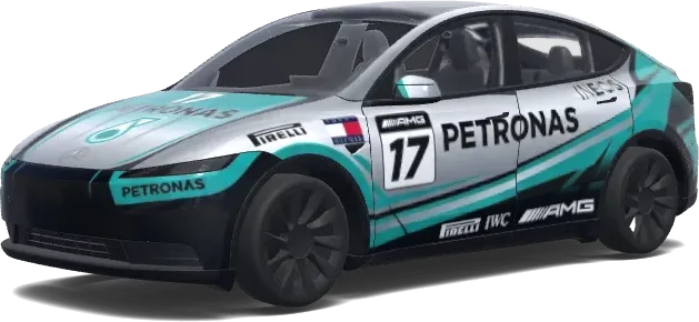 2026 F1 style Mercedes Petronas. Number 17. – Tesla Model Y wrap