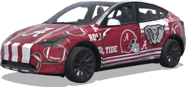 Alabama Football (alabama college footballl themed wrap) – Tesla Model Y Wrap
