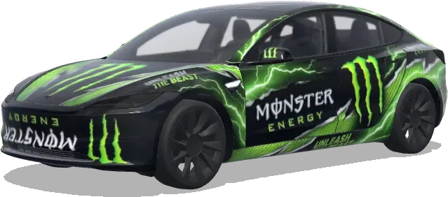 Monster Energy (monster energy drink) – covering Tesla Model 3