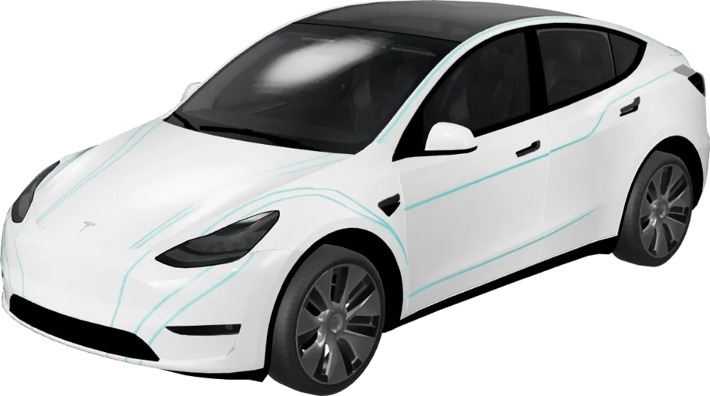 Arctic Steel Pinstripe – Tesla Model Y wrap